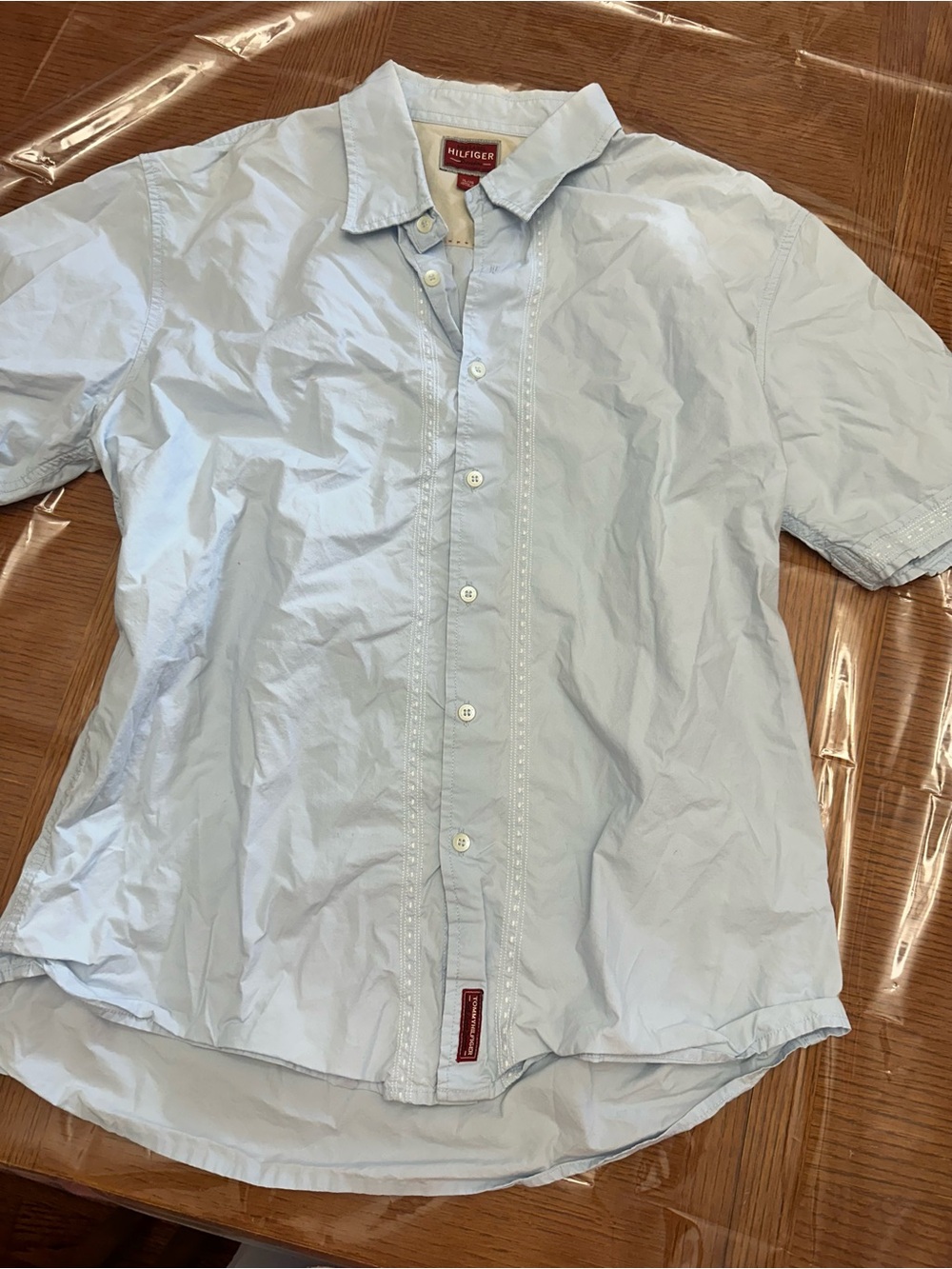 Tommy Hilfiger Pale Blue Short-Sleeve Button Shirt